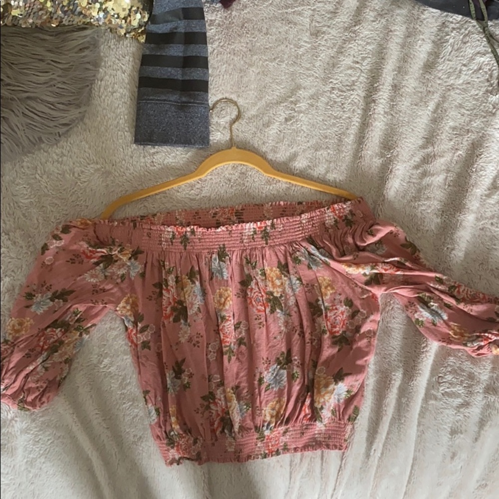 Pink off the shoulder shirt